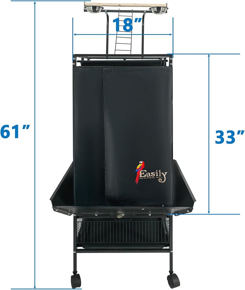 Easily Bird Cage Cover for Large Bird Cage with Play Top, Good Night Birdcage Covers, Black, 61" - Image 2